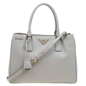 Pre Owned Prada Light Green Saffiano Lux Leather Small Tote
