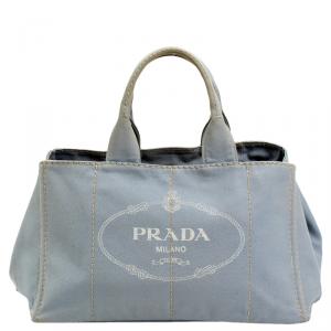 Pre Owned Prada Grey Canvas Tote Bag