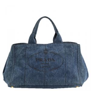 Pre Owned Prada Blue Denim Large Gardener's Tote
