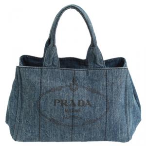 Pre Owned Prada Blue Denim Gardener's Tote