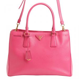 Pre Owned Prada Fuschia Saffiano Lux Leather Small Tote