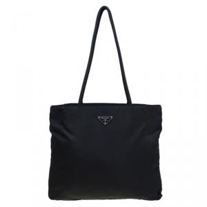 Pre Owned Prada Black Nylon Shopper Tote