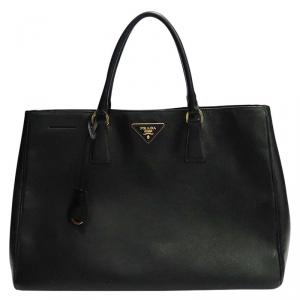 Pre Owned Prada Black Saffiano Lux Leather Large Tote 