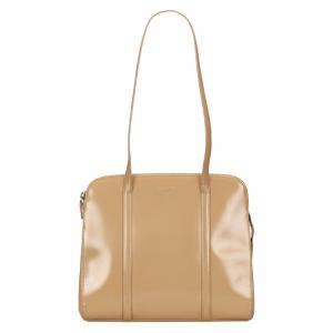 Pre Owned Prada Beige Shiny Leather Shopping Tote