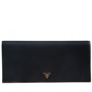 Pre Owned Prada Black Satin Oversize Clutch