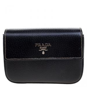 Pre Owned Prada Black Leather Mini Box Clutch