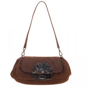 Pre Owned Prada Brown Leather Shoulder Bag