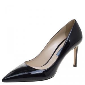 Pre Owned Prada Black Patent Leather Pointed Toe Pumps Size 37