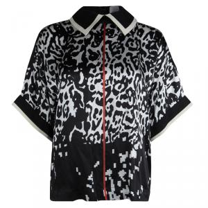Preen By Thornton Bregazzi Monochrome Silk Leopard Print Top S