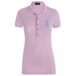 Pre Owned Polo Ralph Lauren Pink/Blue Logo Polo Shirt L