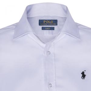 Pre Owned Polo Ralph Lauren White Logo Long Sleeve Shirt XL
