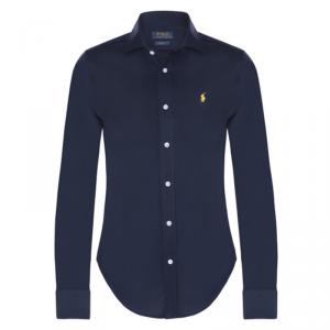 Pre Owned Polo Ralph Lauren Navy Blue Logo Long Sleeve Shirt XL