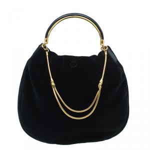 Pre Owned Ralph Lauren Black Velvet Small Hobo