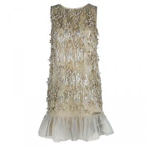 Pre Owned RED Valentino Beige Embellished Sleeveless Dress S