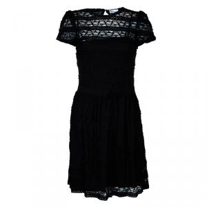 Pre Owned RED Valentino Black Lace Short Sleeve Dress M