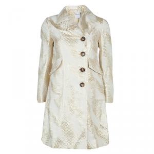 Red Valentino Cream and Gold Bow Detail Overcoat S