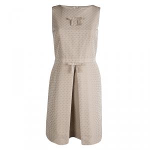 Red Valentino Beige Jacquard Bow Detail Sleeveless Dress S