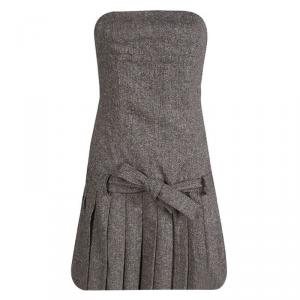 RED Valentino Brown Pleated Strapless Dress M