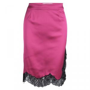 RED Valentino Pink Scallop Lace Trim Detail Skirt S