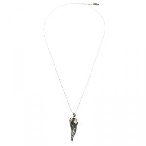 Pre Owned Roberto Cavalli Pepper Crystal Silver Tone Pendant Necklace