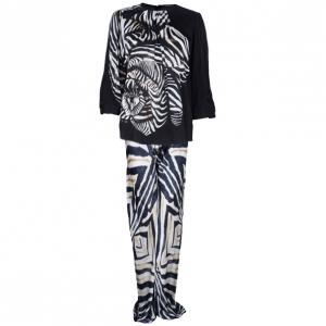 Roberto Cavalli Animal Print Silk Top And Trousers Set S/M