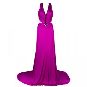 Pre Owned Roberto Cavalli Purple Maxi Dress L