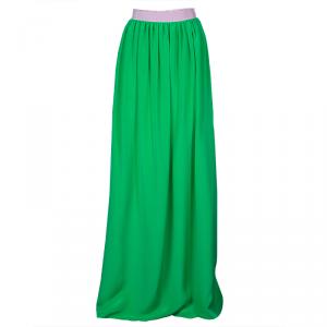 Pre Owned Roksanda Ilincic Neon Green and Pink Paneled Maxi Skirt M