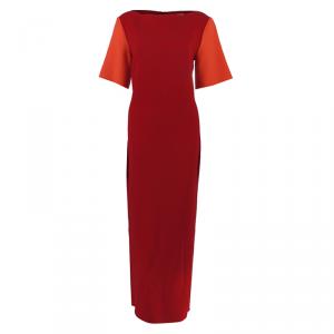 Pre Owned Roksanda Ilincic Colorblock Crepe Long Dress M