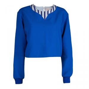 Roksanda Ilincic Blue Oversized Long Sleeve Crop Top L