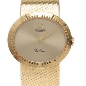 Rolex Champagne 18K Yellow Gold Cellini Women's Wristwatch 26MM