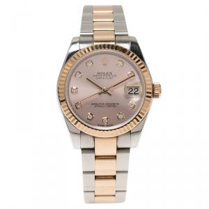 Rolex Pink Stainless Steel and 18K Rose Gold Datejust 178273 Women's Wristwatch 31MM