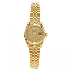 Rolex Black 18K Yellow Gold Datejust Women's Wristwatch 26MM