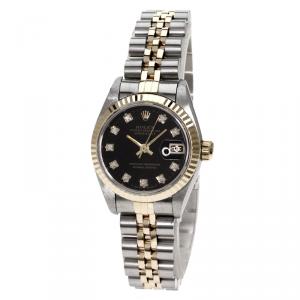 Rolex Black 18K Yellow Gold and Stainless Steel Datejust Women's Wristwatch 26MM