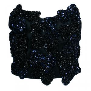 Saint Laurent Paris Blue Sequin Strapless Crop Top M