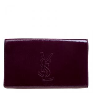 Saint Laurent Paris Purple Patent Leather Belle De Jour Flap Clutch
