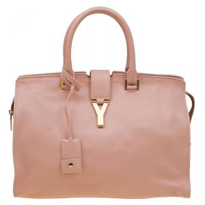 Pre Owned Saint Laurent Paris Peach Leather Medium Chyc Cabas Tote