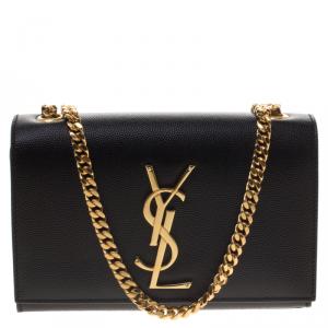 مملوكة مسبقًا Saint Laurent Paris Black Grain De Poudre Leather Small Chain Shoulder Bag