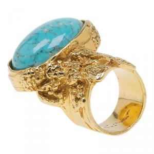 Pre Owned Saint Laurent Paris Arty Turquoise Ring Size 54.5