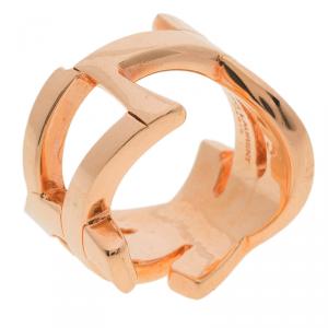 Pre Owned Saint Laurent Paris Cassandre Rose Gold Tone Ring Size 49