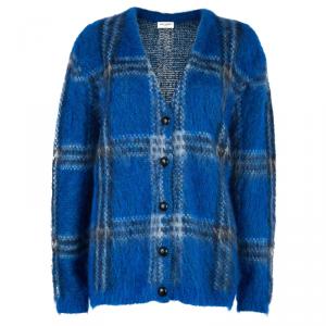 Saint Laurent Paris Blue Plaid Sweater M