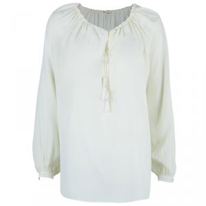 Saint Laurent Paris White Drawstring Top M