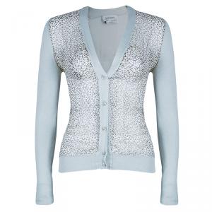Saint Laurent Paris Leopard Chiffon Knit Cardigan M
