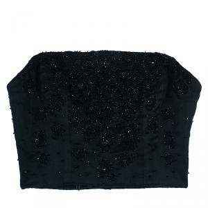 Saint Laurent Paris Black Beaded Crop Top M