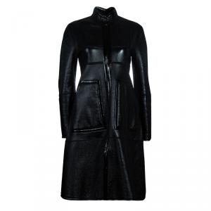 Saint Laurent Paris Black Leather & Shearling Reversible Coat S