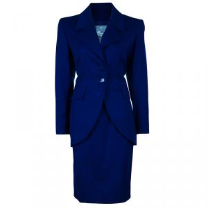 Saint Laurent Paris Vintage Cobalt Skirt Suit L