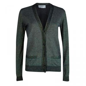 Saint Laurent Paris Multicolor Lurex Knit Long Sleeve Buttondown Cardigan L