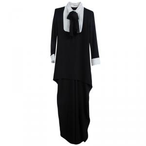 Saint Laurent Paris Black Sequinned Yoke Detail High-Low Tunic S
