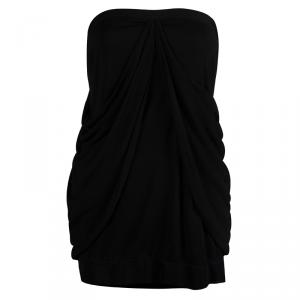 Saint Laurent Paris Black Knit Draped Strapless Top L