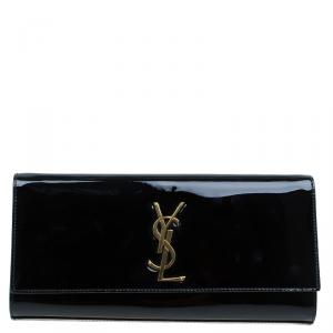 مملوكة مسبقًا Saint Laurent Paris Black Patent Leather Cassandre Clutch