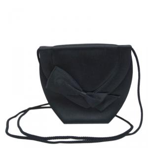 Pre Owned Saint Laurent Paris Black Satin Bow Crossbody Bag